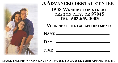 aadvanced appointment card