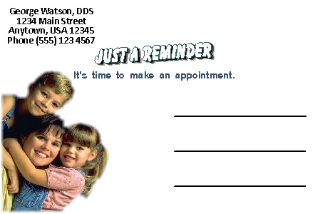 just a reminder appointment postcard